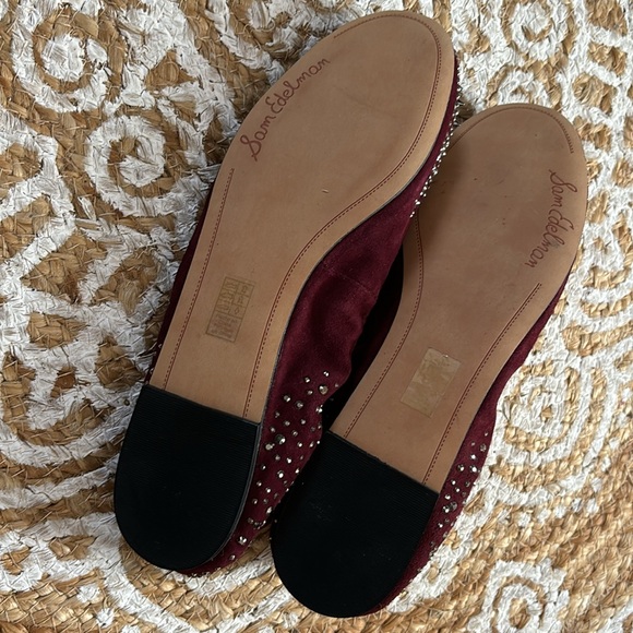 Sam Edelman studded & spiked burgundy suede flats size 9-9.5 - Picture 5 of 5